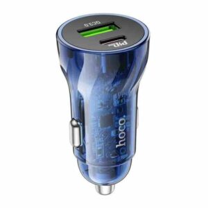 Hoco Φορτιστής Αυτοκινήτου Fast Charge PD30W QC3.0 Dual Port USB-A Και USB-C 3A Διαφανές-Μπλε Z47 - Image 2