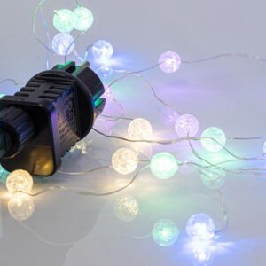 Eurolamp Κουρτίνα 140 Mini LED Πολύχρωμα 150x100cm Με Κρακελέ Μπάλες Φ1.3cm Επεκτεινόμενα IP44 Ασημί Σύρμα 600-11434 - Image 3