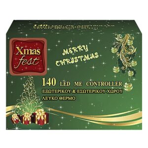 XMASfest Σειρά 140 LED 5mm Ενδιάμεσο Λευκό 8 Προγράμματα 6.95m Ωφέλιμο Ip44 Πράσινο Καλώδιο 93-2371 - Image 3
