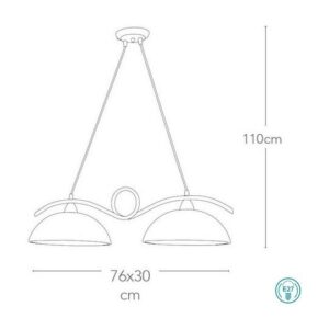 Fan Europe Φωτιστικό Οροφής Δίφωτο 2xE27 76x30cm Halley Χρώμιο I-HALLEY/2 CR - Image 4
