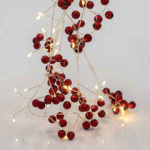 Eurolamp Σειρά 72 LED Θερμό Λευκό Με Κόκκινα Berries Φ1.2cm Με Timer Μπαταρίας 1.8m Ασημί Σύρμα 600-11453 - Image 2