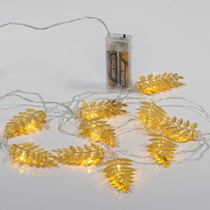 Eurolamp Σειρά Φωτιζόμενη 10 LED Θερμό Λευκό 1.35m Με Χρυσά Φύλλα Και Timer Μπαταρίας 600-11457 - Image 2