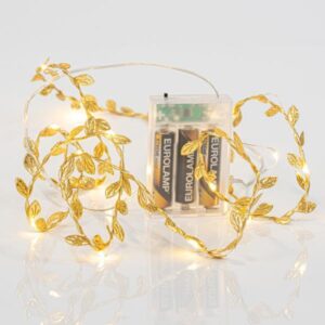 Eurolamp Κλάδα Φωτιζόμενη 15 LED Θερμό Λευκό 1.4m Με Χρυσά Φύλλα Και Timer Μπαταρίας 600-11458