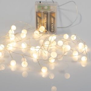 Eurolamp Σειρά 40 LED Θερμό Λευκό Με Πλαστικές Μπαλίτσες Φ1.2cm Και Timer 1.5m Μπαταρίας 600-11469