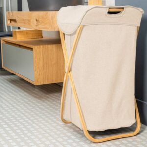 Estia Καλάθι Απλύτων Bamboo Essentials Πτυσσόμενο Με Θήκη 40x40x70cm Μπεζ 02-18627 - Image 2