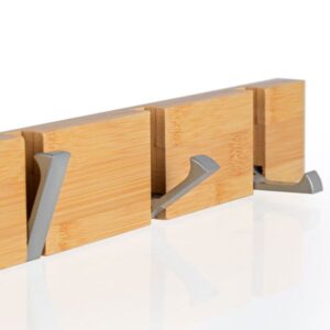 Estia Κρεμάστρα Τοίχου Ξύλινη 60x5.5x1.8cm 6 Θέσεων Με Αναδιπλούμενους Γάντζους Φυσικό 02-18399