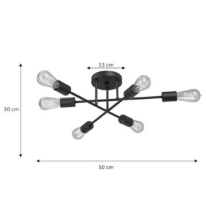 Pakoworld Φωτιστικό Οροφής Εξάφωτο Reclie Ε27 Μέταλλο 50x50x30εκ Μαύρο 071-001547 - Image 2