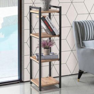 Pakoworld Βιβλιοθήκη - Στήλη Matteo 33x34x100εκ Μαύρο-Καρυδί 197-000137 - Image 2
