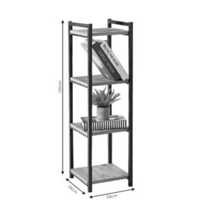Pakoworld Βιβλιοθήκη - Στήλη Matteo 33x34x100εκ Μαύρο-Καρυδί 197-000137 - Image 3