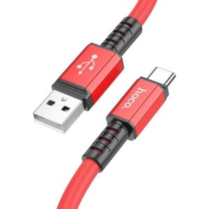 Hoco Καλώδιο Σύνδεσης Strength 1m USB Σε USB-C 3A Υψηλής Αντοχής Κόκκινο X85
