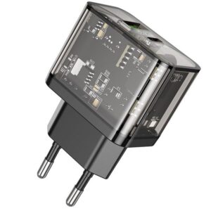 Hoco Φορτιστής Ταξιδίου Dazzling Με USB Και USB-C Έξοδο QC3.0 PD20W Μαύρο N34 - Image 6
