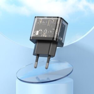 Hoco Φορτιστής Ταξιδίου Dazzling Με USB Και USB-C Έξοδο QC3.0 PD20W Μαύρο N34 - Image 4