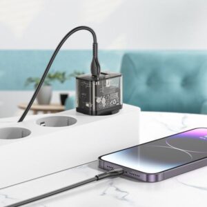 Hoco Φορτιστής Ταξιδίου Dazzling Με USB Και USB-C Έξοδο QC3.0 PD20W Μαύρο N34 - Image 3