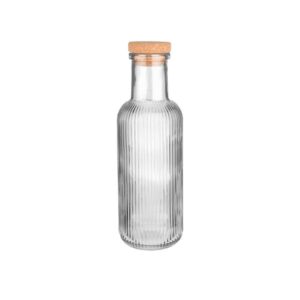 Estia Μπουκάλι Νερού Γυάλινο Ανάγλυφο 1000ml Με Καπάκι Από Φελλό Γκρι 00-21870