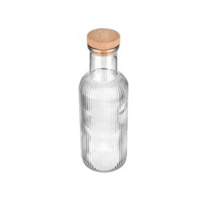 Estia Μπουκάλι Νερού Γυάλινο Ανάγλυφο 1000ml Με Καπάκι Από Φελλό Γκρι 00-21870 - Image 2