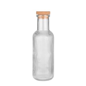 Estia Μπουκάλι Νερού Γυάλινο Ανάγλυφο 1000ml Με Καπάκι Από Φελλό Διάφανο 00-21887