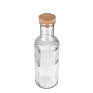 Estia Μπουκάλι Νερού Γυάλινο Ανάγλυφο 1000ml Με Καπάκι Από Φελλό Διάφανο 00-21887 - Image 2