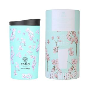 Estia Θερμός - Ποτήρι Για Καφέ Travel Mug Save The Aegean 350ml Blossom Green 01-20446