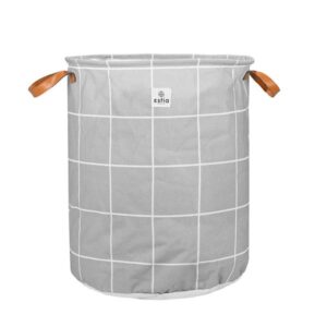 Estia Καλάθι Απλύτων Checkered 60lt Φ40x50cm Πτυσσόμενο Mε Χερούλια Γκρι 02-25489 - Image 3