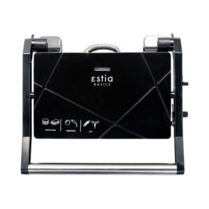 Estia Γκριλιέρα - Σαντουιτσιέρα Black Plus 2 Θέσεων 1000W Αντικολλητική Με Άνοιγμα 180° Μαύρη 06-10034