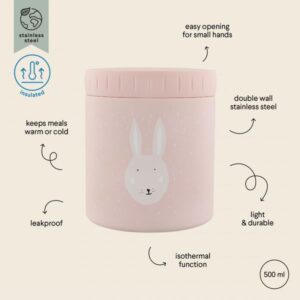 Trixie Θερμός Φαγητοδοχείο 500ml 10x10x12cm Mrs Rabbit Ροζ 77924 - Image 3