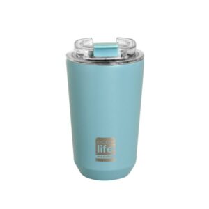 Ecolife Θερμός-Ποτήρι Για Καφέ Με Διάφανο Καπάκι 360ml Pure Blue 33-BO-4122