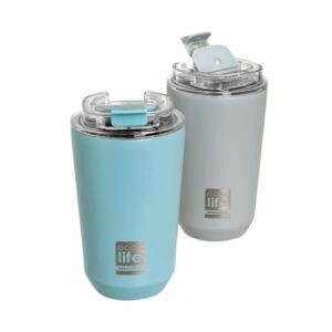 Ecolife Θερμός-Ποτήρι Για Καφέ Με Διάφανο Καπάκι 360ml Pure Blue 33-BO-4122 - Image 5