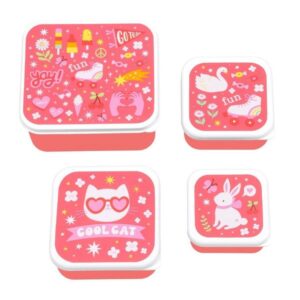 A Little Lovely Company Σετ 4 Δοχεία Φαγητού Lunch And Snack Box - Fun SBSEFU75