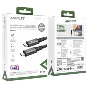 Acefast Καλώδιο Σύνδεσης USB-4 Gen USB-C Σε USB-C Braided PD240W 40Gbps 4K 1.2m Μαύρο C1-09 - Image 3