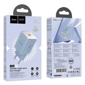 Hoco Φορτιστής Ταξιδίου N43 Vista 1xUSB-C PD30W GaN Tech Small Size Μπλε 620239 - Image 4
