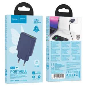 Hoco Φορτιστής Ταξιδίου N45 Biscuit 1xUSB-C PD30W Και 1xUSB-A 18W QC3.0 Slim Μπλε Τιτανίου 620352 - Image 3