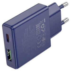 Hoco Φορτιστής Ταξιδίου N45 Biscuit 1xUSB-C PD30W Και 1xUSB-A 18W QC3.0 Slim Μπλε Τιτανίου 620352 - Image 2
