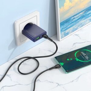 Hoco Φορτιστής Ταξιδίου N45 Biscuit 1xUSB-C PD30W Και 1xUSB-A 18W QC3.0 Slim Μπλε Τιτανίου 620352 | Homidoo.gr