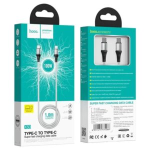 Hoco Καλώδιο Σύνδεσης Κορδόνι X50 Exquisito 1m USB-C Σε USB-C 5.0A 100W 20V Γκρι 734266 - Image 4