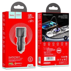 Hoco Φορτιστής Αυτοκινήτου NZ3 Clear Way 40W Fast Charging Dual USB-C PD 20W QC 3.0 Μαύρο 748263 - Image 6