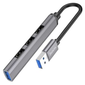 Hoco USB Hub HB26 Με 1xUSB3.0 Και 3xUSB2.0 Γκρι 765468