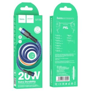 Hoco Καλώδιο Σύνδεσης U110 1.2m Υψηλής Αντοχής Braided USB-C Σε Lightning PD20W 3A Μπλε 770554 - Image 5