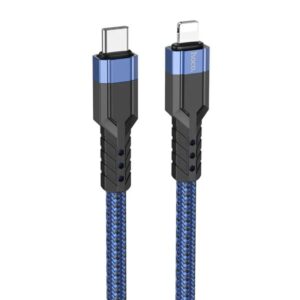 Hoco Καλώδιο Σύνδεσης U110 1.2m Υψηλής Αντοχής Braided USB-C Σε Lightning PD20W 3A Μπλε 770554