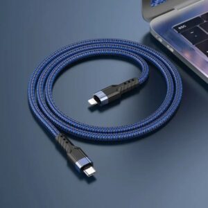 Hoco Καλώδιο Σύνδεσης U110 1.2m Υψηλής Αντοχής Braided USB-C Σε Lightning PD20W 3A Μπλε 770554 | Homidoo.gr