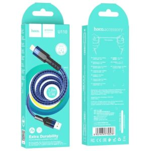 Hoco Καλώδιο Σύνδεσης U110 1.2m Υψηλής Αντοχής Braided USB Σε Lightning 2.4A Μπλε 770578 - Image 5