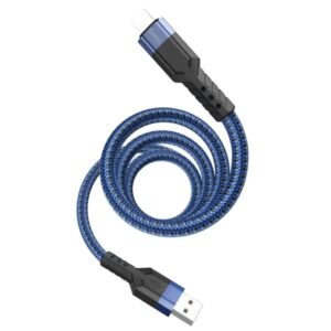 Hoco Καλώδιο Σύνδεσης U110 1.2m Υψηλής Αντοχής Braided USB Σε Lightning 2.4A Μπλε 770578 - Image 3
