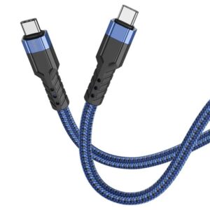 Hoco Καλώδιο Σύνδεσης U110 1.2m Υψηλής Αντοχής Braided USB-C Σε USB-C 60W 20V/3A Μπλε 770639 - Image 2