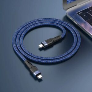 Hoco Καλώδιο Σύνδεσης U110 1.2m Υψηλής Αντοχής Braided USB-C Σε USB-C 60W 20V/3A Μπλε 770639 | Homidoo.gr