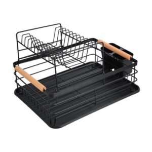Estia Πιατοθήκη Διώροφη Bamboo Essentials Μεταλλική Με Λαβές 41x30x20cm Μαύρη 01-23546