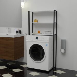 Pakoworld Έπιπλο Πλυντηρίου Bothy 70x21x150εκ Λευκό-Μαύρο 321-000028 - Image 2