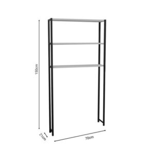 Pakoworld Έπιπλο Πλυντηρίου Bothy 70x21x150εκ Λευκό-Μαύρο 321-000028 - Image 3