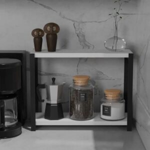 Pakoworld Επιτραπέζια Ραφιέρα Lerf 45x17x35εκ Λευκό-Μαύρο 321-000035 - Image 2