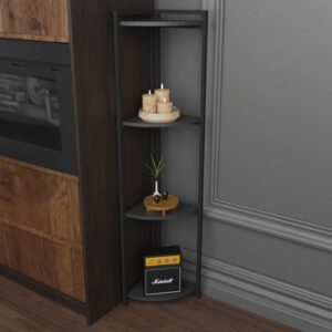 Pakoworld Επιδαπέδια Γωνιακή Ραφιέρα Byrk 30x30x160εκ Ανθρακί-Μαύρο 321-000053 - Image 2