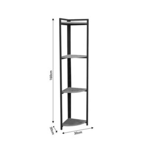Pakoworld Επιδαπέδια Γωνιακή Ραφιέρα Byrk 30x30x160εκ Ανθρακί-Μαύρο 321-000053 - Image 3