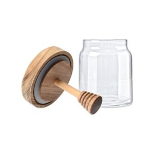 Estia Δοχείο Μελιού Allure Γυάλινο 450ml 9x9x13.5cm Με Ξύλινο Κουτάλι 01-17453 - Image 2